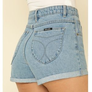 Rollas High Rise Cuffed Denim Shorts